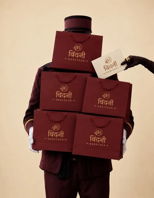 Bindni branded burgundy shopping bags