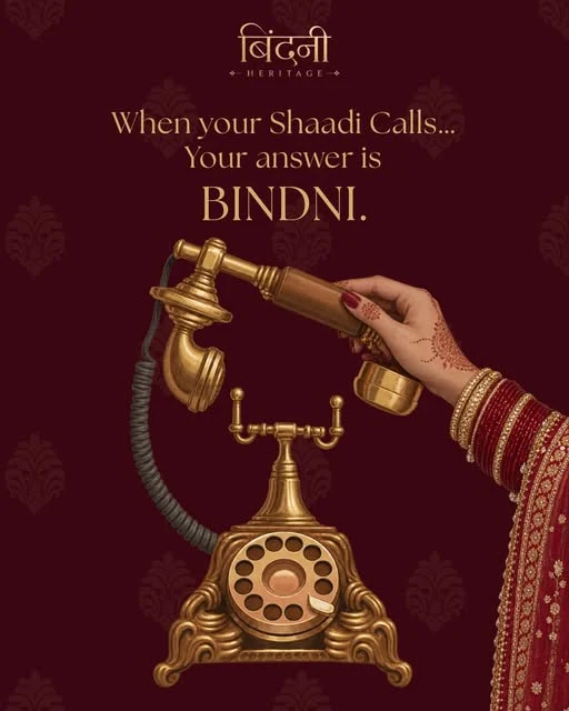 Bindni campaign with vintage gold telephone and bridal jewellery